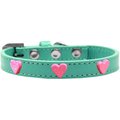 Mirage Pet Products Pink Glitter Heart Widget Dog CollarAqua Size 10 631-13 AQ10